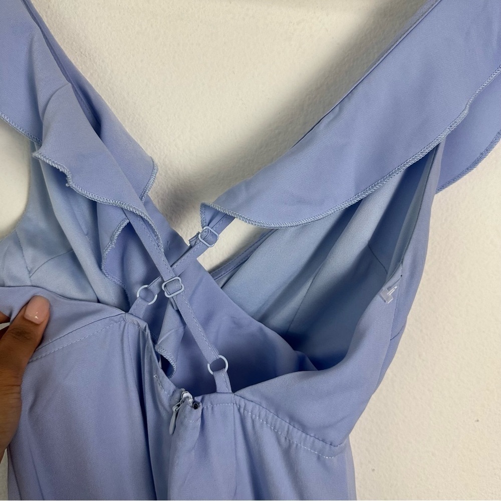 REVOLVE Light Blue Ruffle Midi Dress - Picture 3 of 5